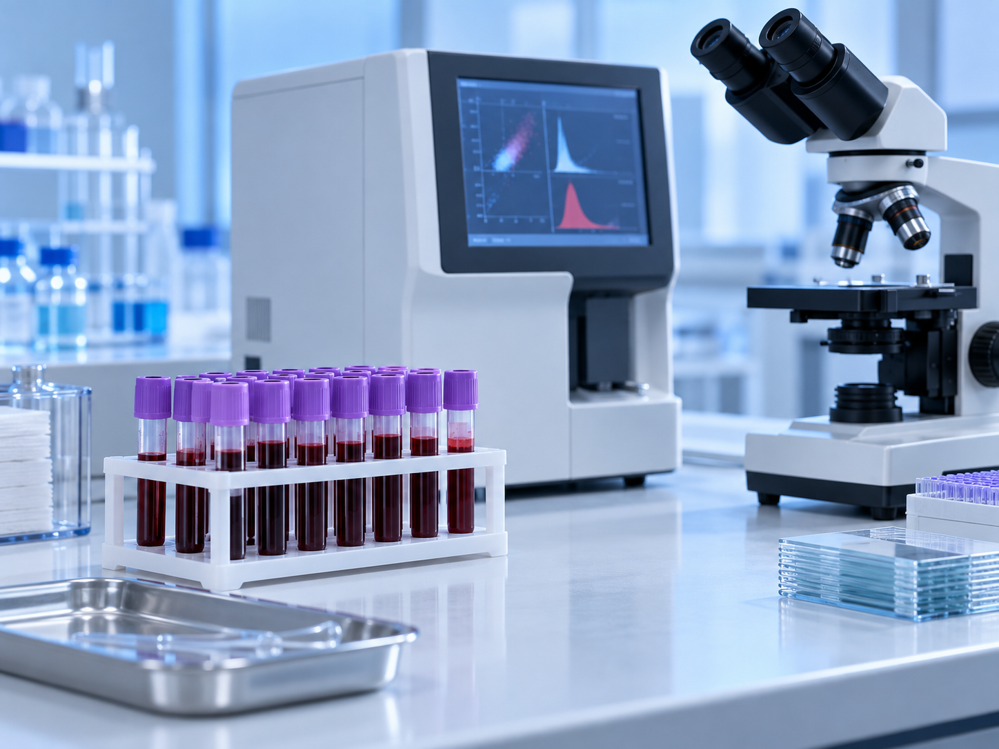 Hematology analyzer and capped sample tubes